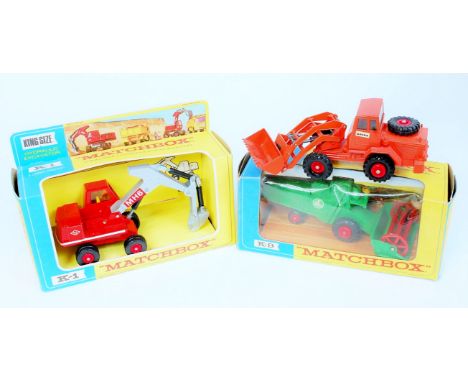 Matchbox King Size Boxed Diecast Group, 3 examples, to include K-1 Hydraulic Excavator, with O and K livery, window missing o