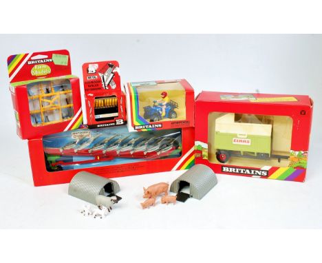 Britains 1/32nd scale Farming Implement and Accessory group, 11 boxed as issued examples, to include No.9550 Glencoe White Fo