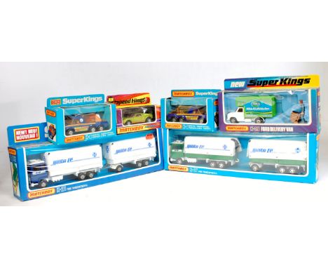 Matchbox Superkings Boxed Diecast Group, 6 boxed examples, to include K-6 Motorcycle Car Transporter with green motorcycle, K