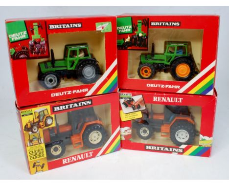 Britains 1/32nd scale boxed tractor group, 4 boxed as issued examples, to include No.9518 Renault Tractor, No.9526 Deutz Trac