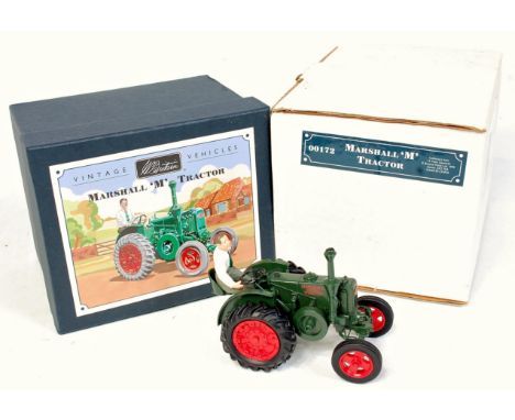 Britains, 00172 'Marshall M tractor' from the Vintage Britains vehicles range, finished in dark green with orange hubs, with 