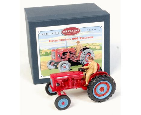 Britains Collectibles 'Vintage Farm Series', David brown 900 tractor, combined red and blue body/wheels, ref. No.08716, with 