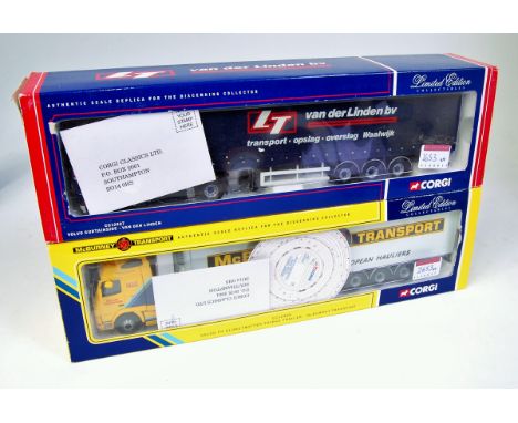 Corgi 1/50th scale road haulage diecast group. 4 examples to include: CC12407 Van der linden Volvo curtain side, CC12409 Mcbu