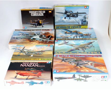 Tamiya Mixed Scale Plastic Aircraft Kit Group, 8 boxed examples, all appear un-made to include Bristol Beaufighter MK.VI, Nan