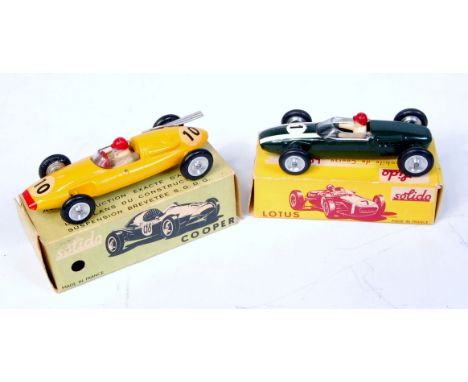 Solido Boxed Racing Car Group, 2 boxed examples, to include Cooper 1500 CM3, yellow body with RN10, in the original green all