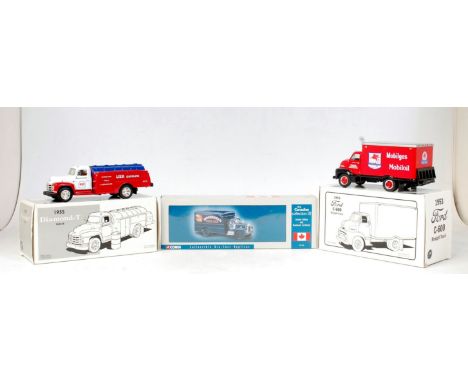 First Gear and Corgi Mixed Scale Commercial Vehicle Group, 5 boxed examples, to include Mack R-Model Fuel Tanker, 1957 Intern