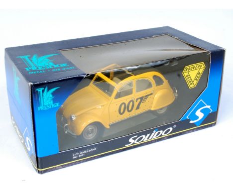Solido 1/18th scale No.8051 James Bond 007 Citroen 2CV, finished in yellow with 007 livery, in the original window box (M-BVG