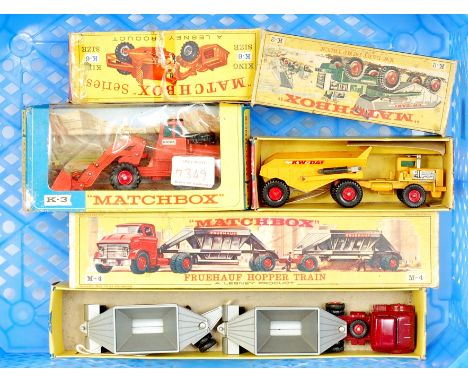 Matchbox King Size and Major Boxed Group, to include K-6 Allis Chalmers Earth Scraper (P-BP), K-2 KW Dart Dump Truck (F-BF), 