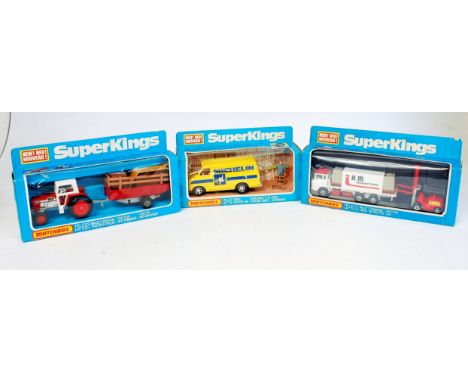 Matchbox Superkings Boxed Diecast Group, 3 examples, to include K-11 Dodge Delivery Van (NM-BG), K-35 Massey Ferguson Tractor