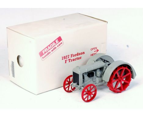 Danbury Mint 1/16th scale diecast metal replica of a 1927 Fordson F Tractor, finished in grey with red field wheels, in the o