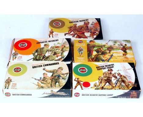 Airfix 1/32nd scale Target Pack Group, 5 boxed examples, to include Russian Infantry, Japanese Infantry, British Infantry, Br