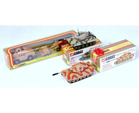 Corgi Toys Boxed Military Diecast Group, 3 boxed examples, to include No.909 Quad Tractor, Ammunition Trailer and Field Gun (