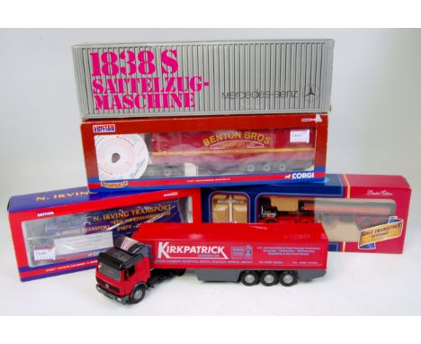 Corgi and NZG 1/50th and 1/43rd scale road haulage group, 4 examples to include: CC11403 Knowles Transport Platform Trailor a