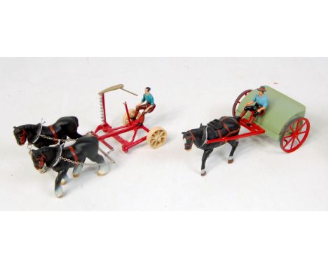 Bespoke, white metal farm models, Hay Woofer with Horse and Driver, sold with a 2 Horse Reaper with driver, 1/32nd scale plai