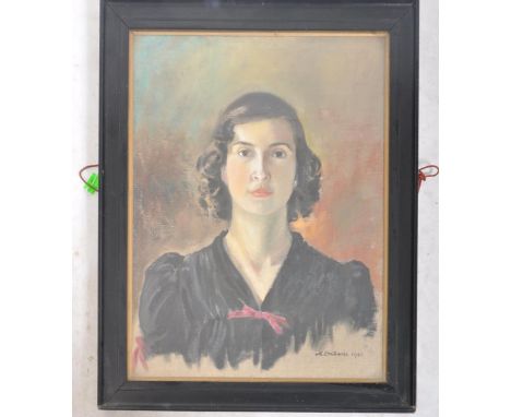 Mildred Entwhistle (British school, 1903-1995) - early-mid 20th century wartime oil on board portrait of a young lady&nbsp;we