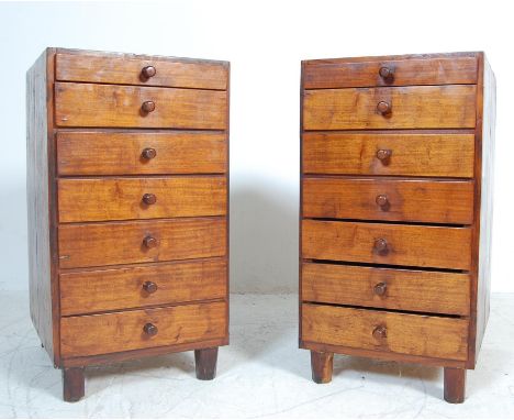 An vintage early 20th century circa 1930’s multi drawers bedside cabinet / chest of drawers. The pedestal chests having seven