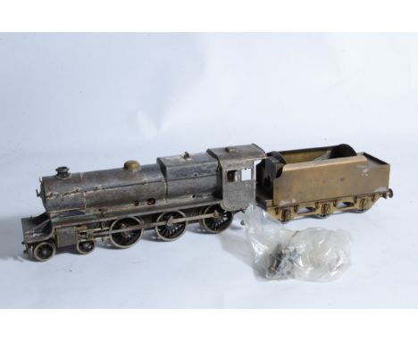 A stripped and possibly fire-damaged Bassett-Lowke 0 gauge clockwork 'Black Five' 4-6-0 Locomotive and replacement Tender, bo