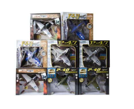 Motor Max 1:48 Scale WWII Fighter Planes, a boxed group comprising 76316 P-47 Thunderbolt (2), 76355 F4U Corsair (2), 76336 P