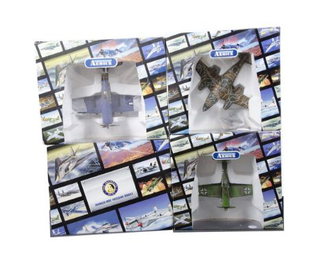 Franklin Mint Armour Collection 1:48 Scale Aircraft, a boxed group of four aircraft, B11B230 98080 Focke Wulf, B11B614 Messer