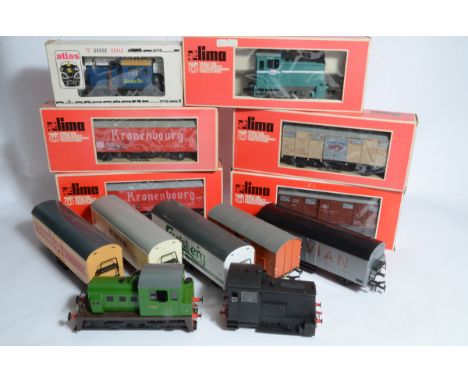 Lima and Other 1/45 Scale 0 gauge 2-rail Diesel Locomotives and Goods Stock, mostly Continental aspect, boxed items include 2