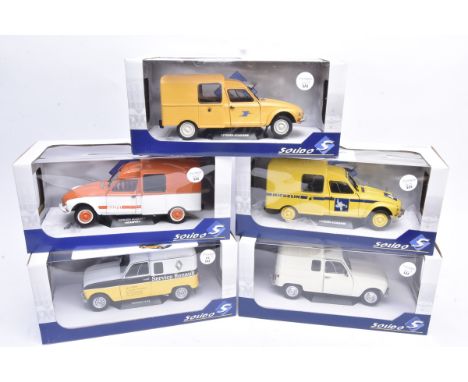 Solido 1:18 Scale French Classic Vans, five boxed models Renault 4 F4 S1802202 Service Renault Livery and S1802201 1975 Beige