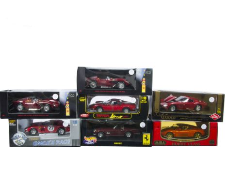 1:18 Scale Ferrari, seven boxed examples comprising, Hotwheels AB9183WH 250 GT, Eagle's Race 300200 250 GTO 64 Le Mans 1964, 