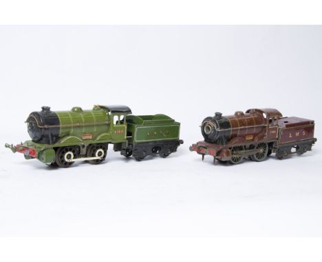Two Hornby O Gauge No 1 Special E120 0-4-0 Locomotive and Tender Projects, one in LNER green as no 1368 with tender, P, non-o