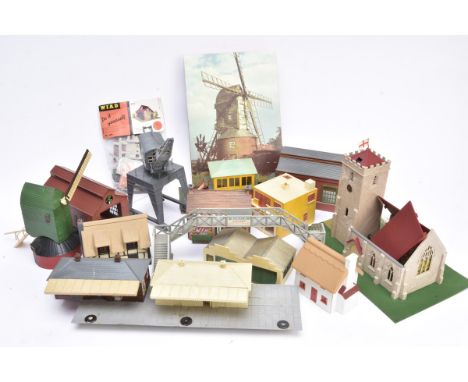 Large collection of 00 Gauge Buildings Accessories Scenery and other items by various makers, including Airfix Engine Sheds, 