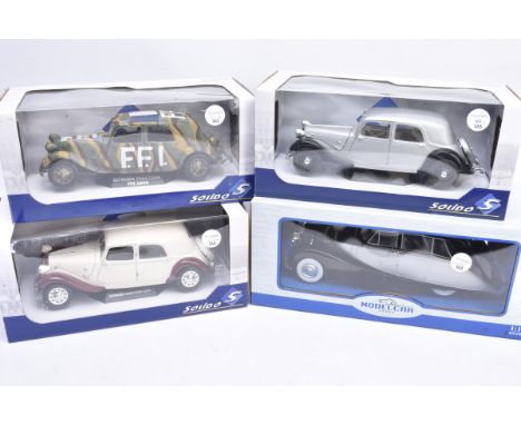 Solido and Model Car 1:18 Scale Classic Cars, four boxed models Solido Citroen 11CVs, S1800904 argent silver,  S1800902 FFI c