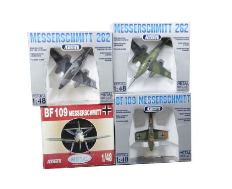 Armour Collection 1:48 Scale WWII Aircraft, a boxed group of German Messerschmitt, 98082 BF 109F, B11B301 98154 ME262, B11B56