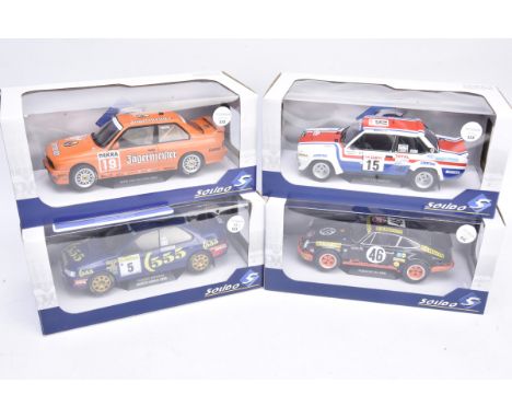 1:18 Scale Solido Rally Models, four boxed examples, S1800802 Subaru Impreza Montecarlo 1995, S1801504 BMW E30 M3 DTM Hahne 1