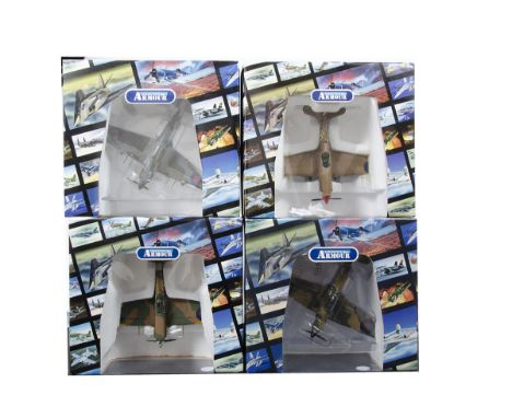 Franklin Mint Armour Collection 1:48 Scale Aircraft, a boxed group of four RAF aircraft, B11B574 Hurricane MKIIC, B11B615 Spi