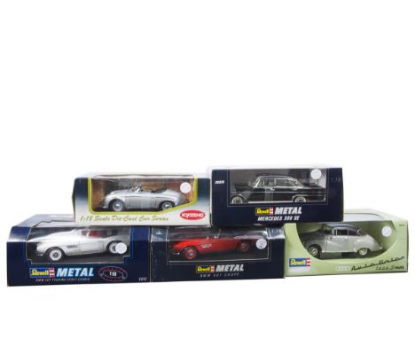 1:18 Scale Vintage German Cars, five boxed models comprising Kyosho 08011S Porsche Speedster 356A and Revell 08910 Mercedes 3