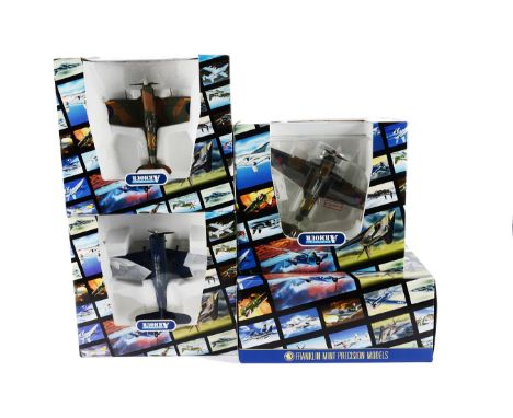 Franklin Mint Armour Collection 1:48 Scale Aircraft, a boxed group of four RAF aircraft, B11B560 F4U Corsair, B11B615 Spitfir