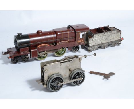 A Hornby O Gauge No 3C 4-4-2 clockwork Locomotive and Tender Project, the loco in LMS crimson as no 6100, F, moderate playwea