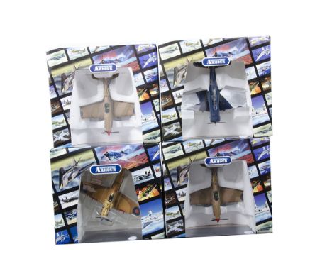 Franklin Mint Armour Collection 1:48 Scale Aircraft, a boxed group of four RAF aircraft, B11B934 DB1 Dauntless, B11B627 Hurri