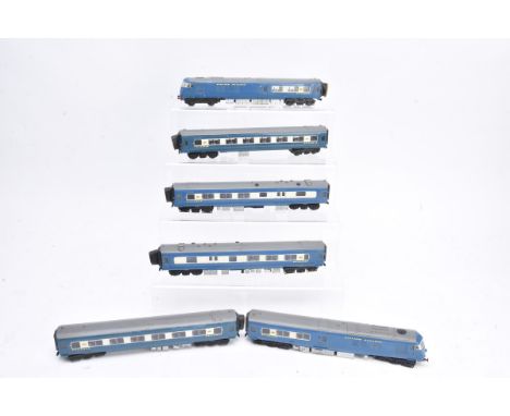 Kitmaster kitbuilt 00 Gauge Six Car Blue Midland Pullman motorised set, comprising motor car with Tri-ang bogie, trailer, two