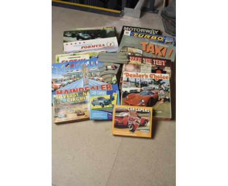 Tri-ang Scalextric and Wrenn Formula 152 Spares and various Board games with a Motoring theme, Scalextric Set box CM 1 compri