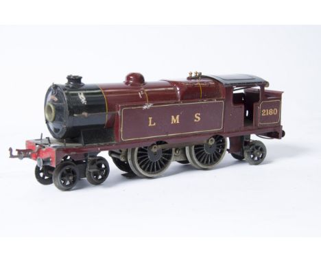 A Hornby 0 Gauge electric No E220 LMS Tank Locomotive, in LMS crimson as no 2180, F-G, serious fatigue to one (nickelled) dri