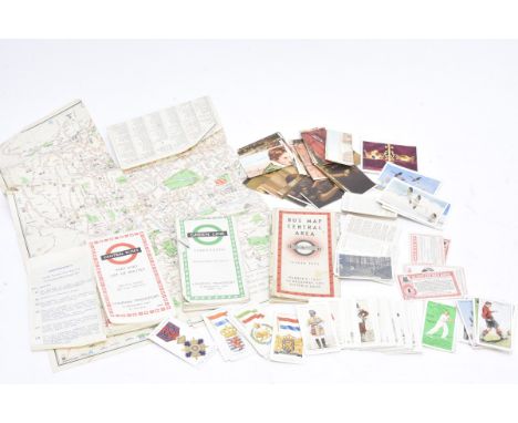 London Transport Underground Maps and various Cigarette Cards, Maps, Central Area No 5 1937 (poor), Central Buses 1968, Green