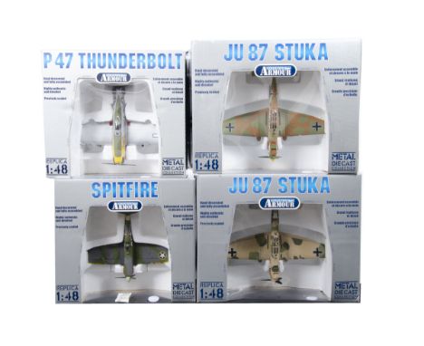 Armour Collection 1:48 Scale WWII Aircraft, a boxed group of four, B11B292 98143 P47 Thunderbolt  USAF, 98161 Spitfire MK V U