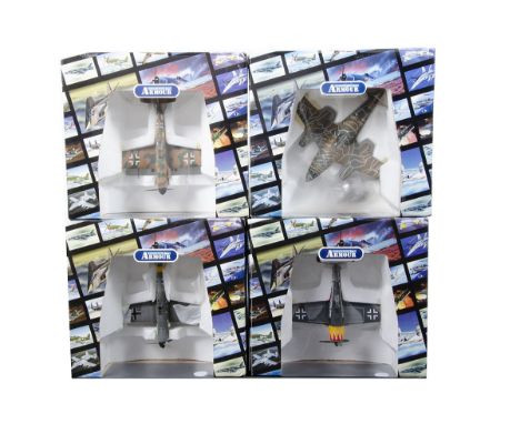 Franklin Mint Armour Collection 1:48 Scale Aircraft, a boxed group of four German Aircraft, B11B192 98081 BF 109 (2) in diffe