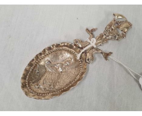 DUTCH SILVER CADDY SPOON, IMPORT MARKED
