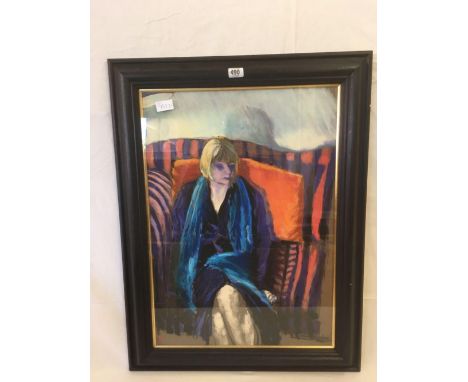 ROBIN PICKERING PORTRAIT OF A SEATED WOMAN IN PASTEL, 24.5'' X 17.5'' 