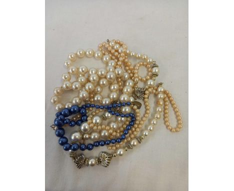 FOUR VARIOUS PEARL MOUNTED NECKLACES