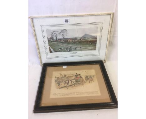 CECIL ALDIN; COLOUR PRINT ENTITLED ''THE CHESHIRE HOUNDS'', AWAY FROM TATTEN HALL TOGETHER WITH A VICTORIAN COLOUR PRINT OF A