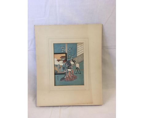JAPANESE PRINT OF TWO FEMALE FIGURES IN AN INTERIOR