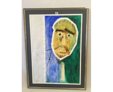 GERALD MOORE 1926 - 2018, ''PORTRAIT OF A LONER'', NOT GLAZED IN GOUACHE, 32.5'' X 23''