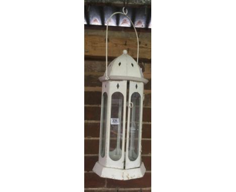 OUTDOOR METAL &amp; GLASS CANDLE LANTERN