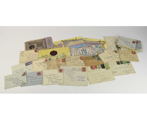 Small accumulation of stamps and postal history in 3 small albums and loose. Useful pickings noted including 2x 1d Red Plate 